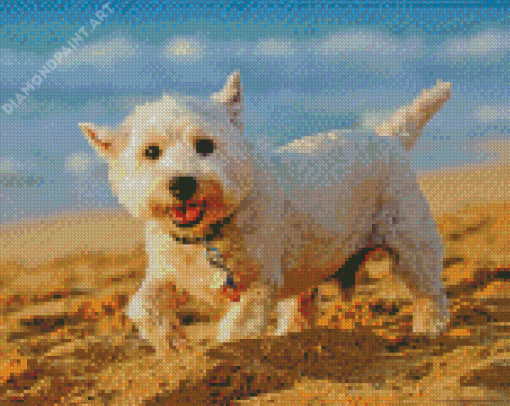 West Highland White Terrier Dog On The Beach Diamond Painting