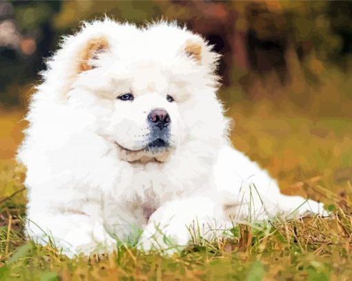 White Chow Chow Diamond Painting