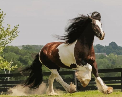 White And Brown Cob Horse Diamond Painting