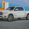 White Dodge Ram Truck Diamond Painting