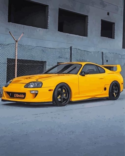 Yellow Supra Mk4 Diamond- Diamond Painting