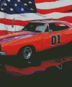 1969 General Lee And Flag Diamond Painting