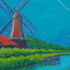 Abstract Windmill And Blue Sky Diamond Painting