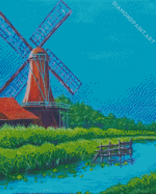 Abstract Windmill And Blue Sky Diamond Painting