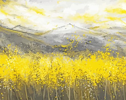 Abstract Yellow And Gray Landscape Diamond Painting