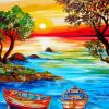 Aesthetic Boat On The Lake Diamond Painting