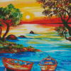 Aesthetic Boat On The Lake Diamond Painting