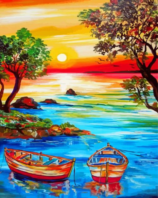 Aesthetic Boat On The Lake Diamond Painting