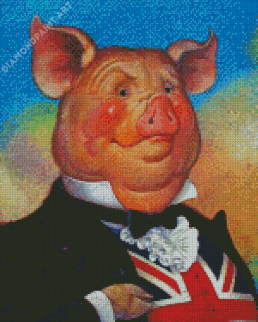 Aesthetic Pig Wearing Suit Diamond Painting