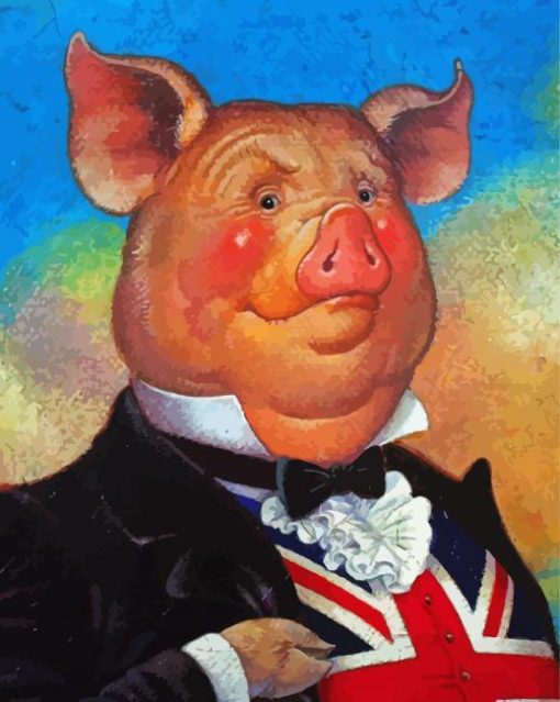 Aesthetic Pig Wearing Suit Diamond Painting