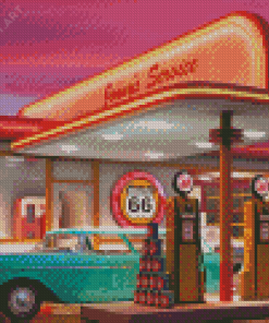 Aesthetic American Gas Station Diamond Painting