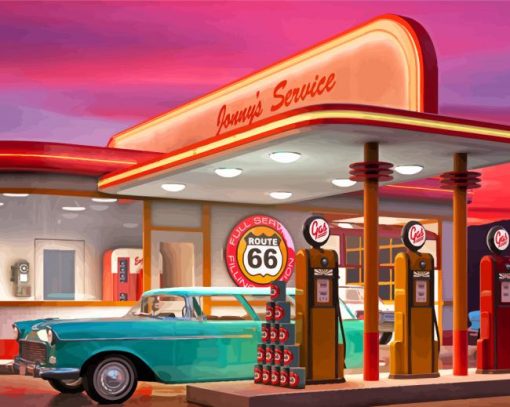 Aesthetic American Gas Station Diamond Painting