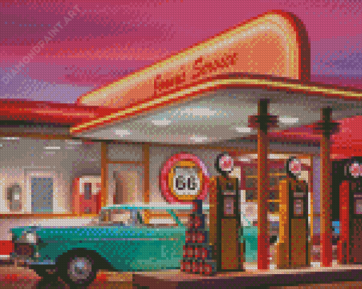 Aesthetic American Gas Station Diamond Painting