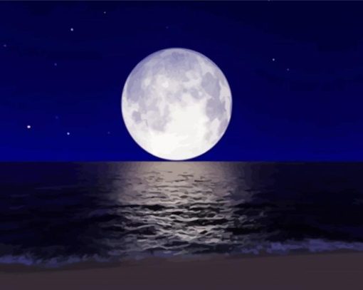 Aesthetic Moon Over Sea Night Diamond Painting