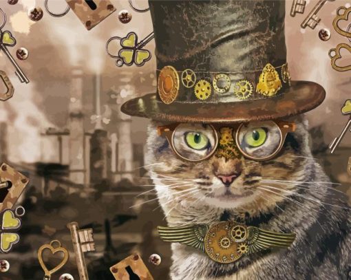 Aesthetic Steampunk Cat Diamond Painting