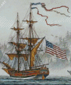 American Tall Ships Flag Art Diamond Painting