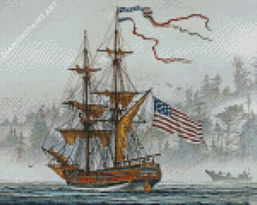 American Tall Ships Flag Art Diamond Painting