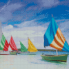 Beach Colorful Sailboats Diamond Paintings