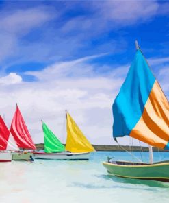 Beach Colorful Sailboats Diamond Paintings