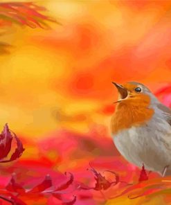 Bird In Autumn Tree Diamond Painting