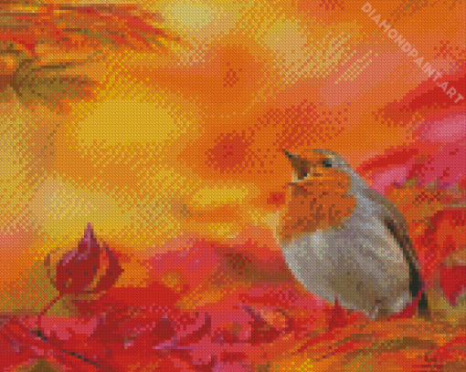 Bird In Autumn Tree Diamond Painting