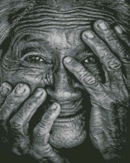 Black And White Old Lady Face Diamond Paintings