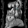 Black And White Indian Woman And Wolf Diamond Paintings