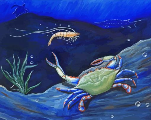 Blue Crab Under Sea Diamond Painting