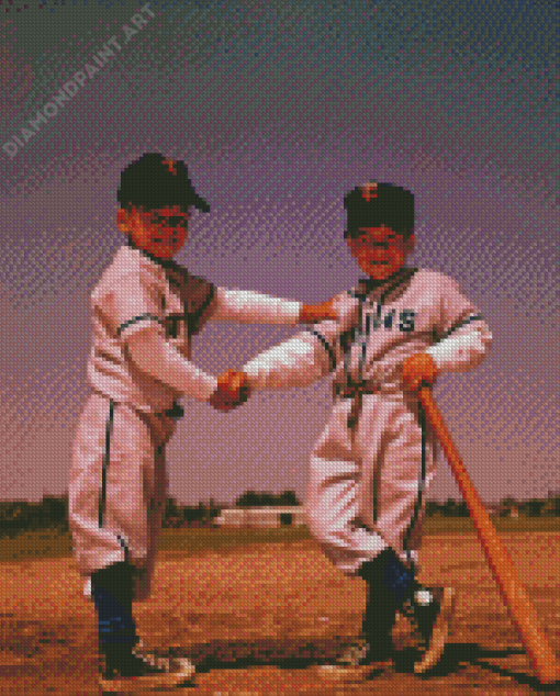 Boys Playing Baseball Diamond Painting