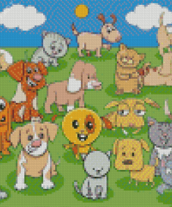 Cartoon Kittens And Puppies Diamond Painting