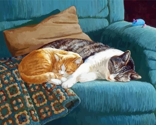 Cat And Kitten Snuggling Diamond Painting