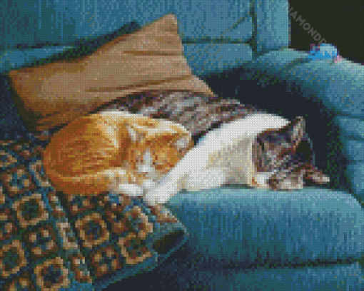 Cat And Kitten Snuggling Diamond Painting