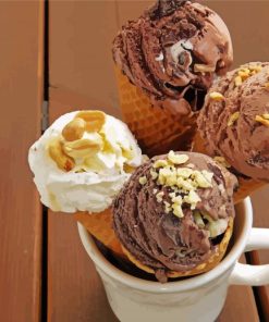 Chocolate Ice Cream Cone In Cup Diamond Painting