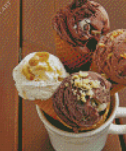 Chocolate Ice Cream Cone In Cup Diamond Painting