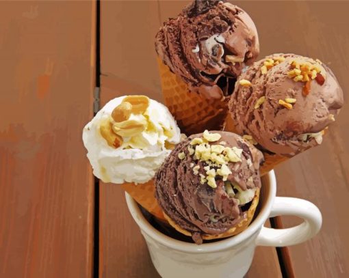 Chocolate Ice Cream Cone In Cup Diamond Painting