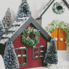 Christmas Birdhouse Farmh Village Diamond Painting