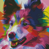 Colorful Border Collie Pop Art Diamond Paintings