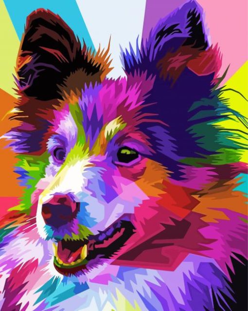 Colorful Border Collie Pop Art Diamond Paintings