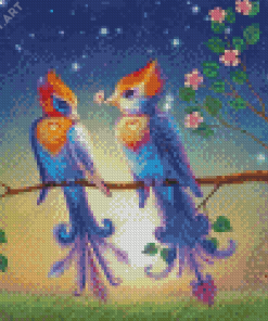 Couple Two Birds On A Branch Diamond Painting