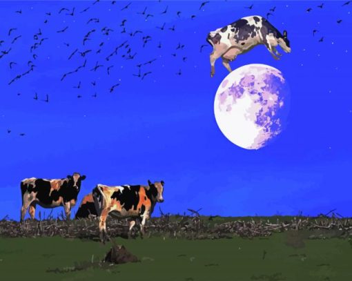 Cow Jumping Over The Moon Diamond Painting