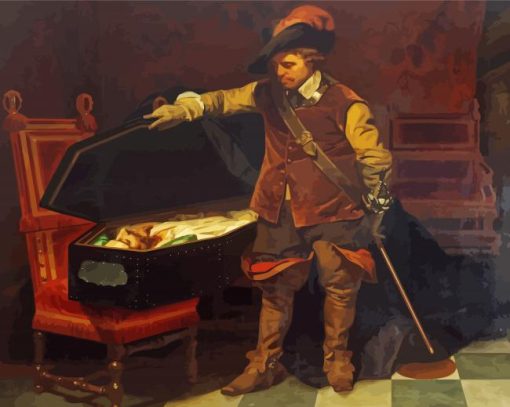 Cromwell Before The Coffin Of Charles I By Paul Delaroche Diamond Painting