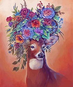 Deer With Roses Diamond Painting