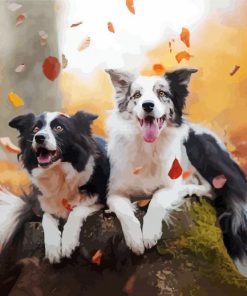 Dogs In Autumn Saison Diamond Painting