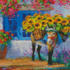 Donkey And Sunflowers Diamond Painting