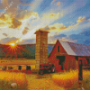 Farm With Barn And Silo Diamond Painting