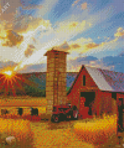 Farm With Barn And Silo Diamond Painting