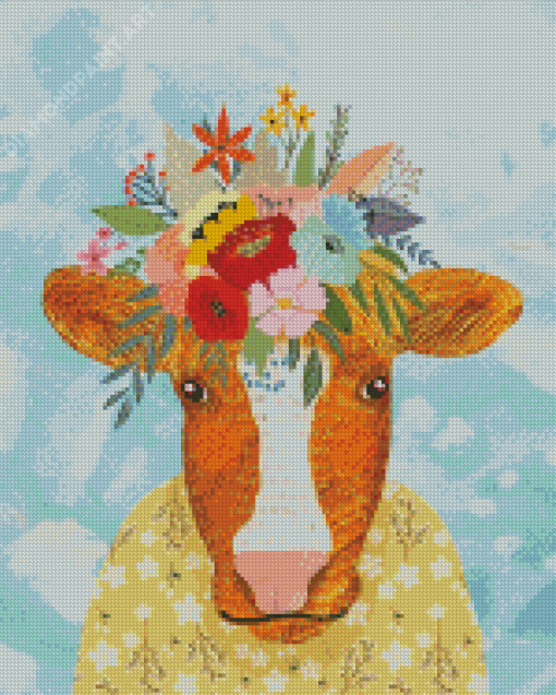 Floral Cow Diamond Paintings