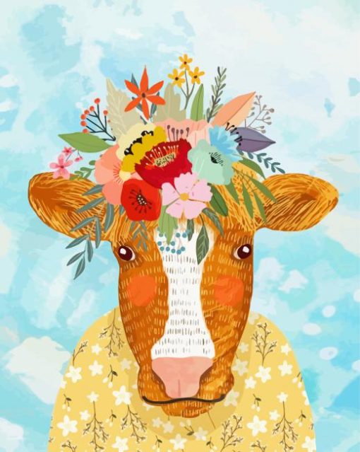 Floral Cow Diamond Paintings