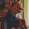 Fox With Coffee Diamond Painting