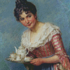 Girl And Tea Diamond Paintings